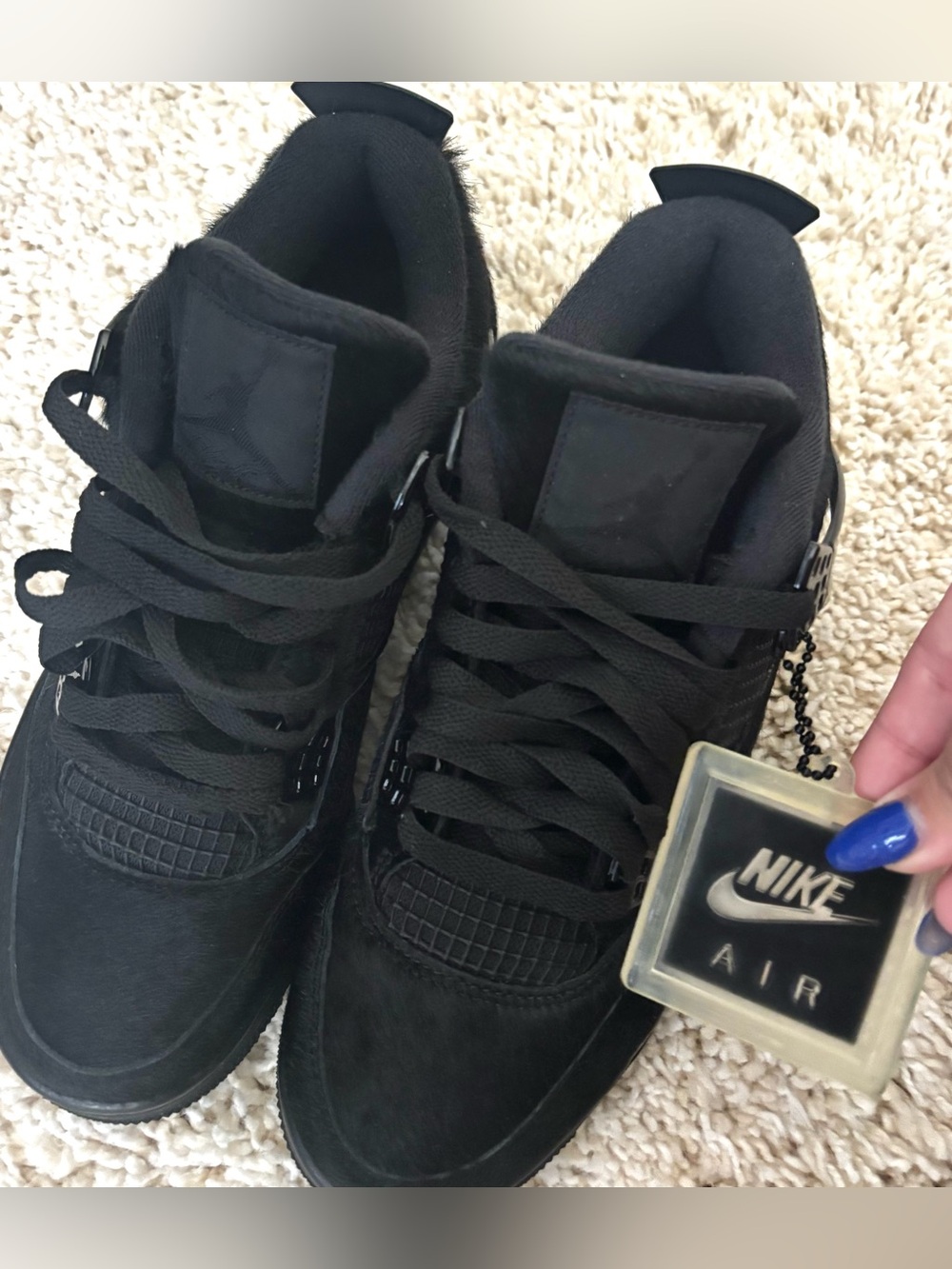 Olivia Kim x Air Jordan 4 Retro 'No Cover' - All Black Cow Fur Women's Sneaker